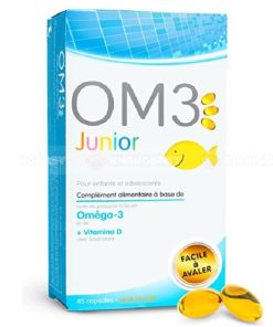 [SUPERDIET]  OM3 Junior 45 viên Pháp bổ sung Omega 3 vitamin D cho bé 6-15 tuổi